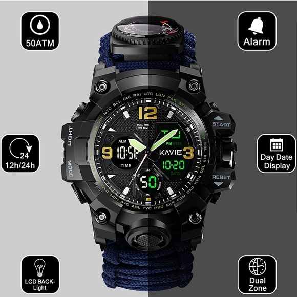 23-in-1 Survival Military Digital Watch, Mens Tactical Multi-Functional … - Picture 4 of 7